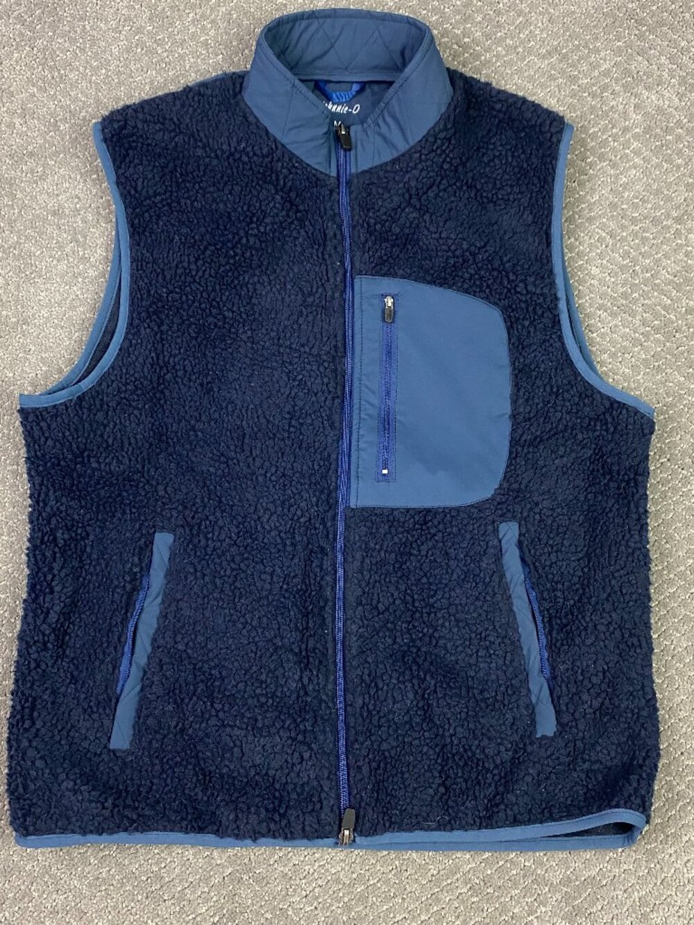 johnnie-O Fleece Vest Mens Medium Blue Sherpa Full Zip